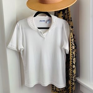 SOLD 🌊 Vintage Lace Edge Polo Shirt
